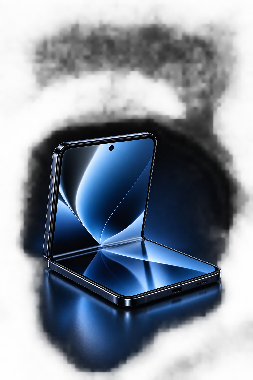 Partially opened foldable smartphone concept render